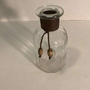 Pier 1 Glass Vase 5.5”  Tall Ribbed Bottle Infusion Stick Incense Holder BOHO